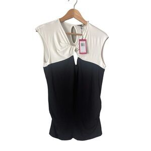 Vince Camuto Sleeveless Black White Classic Summer Top new Lg
